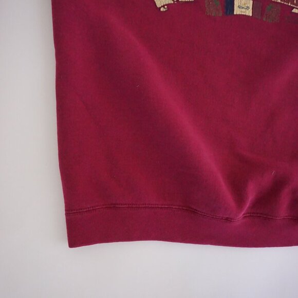 Vintage '90S Iowa The Hawkeye State Maroon Map Cotton Crewneck Sweater XL - Picture 8 of 10